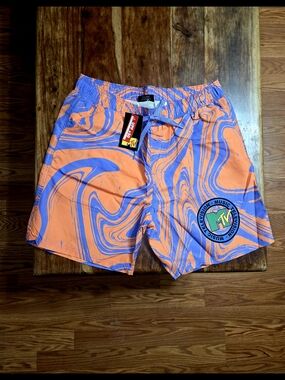 MTV Men's Throwback Retro Swim Shorts in Orange & Purple